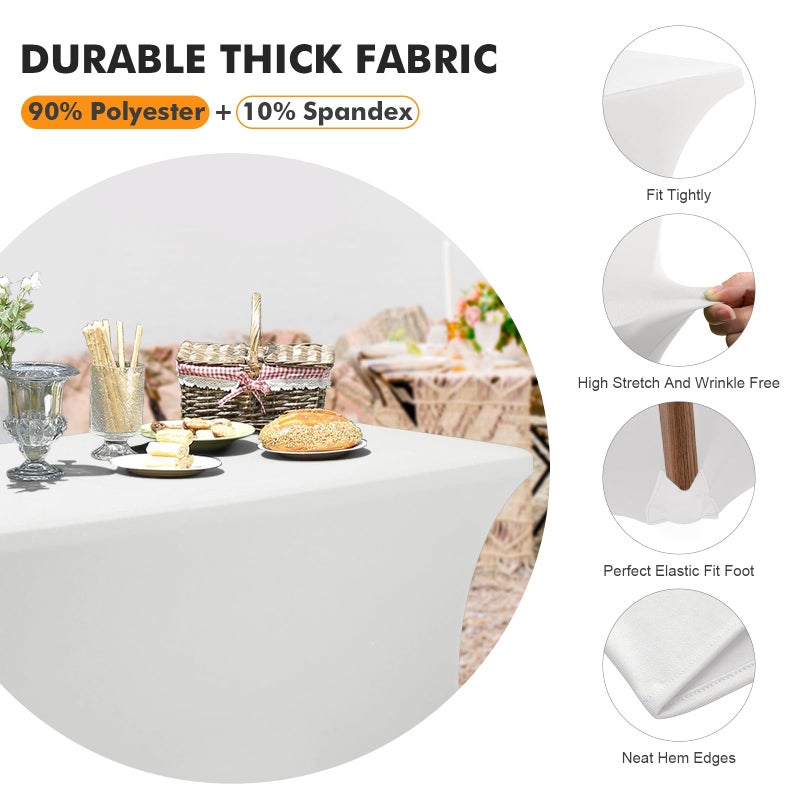SEPARO Spandex Table Cover 2 Pack 6FT White Fitted Tablecloths,Washable Wrinkle Resistant Stretch Table Cloth Rectangle for Party Hosting Supplies,Wedding Decorations,Vendor Display,Banquet - Image 3